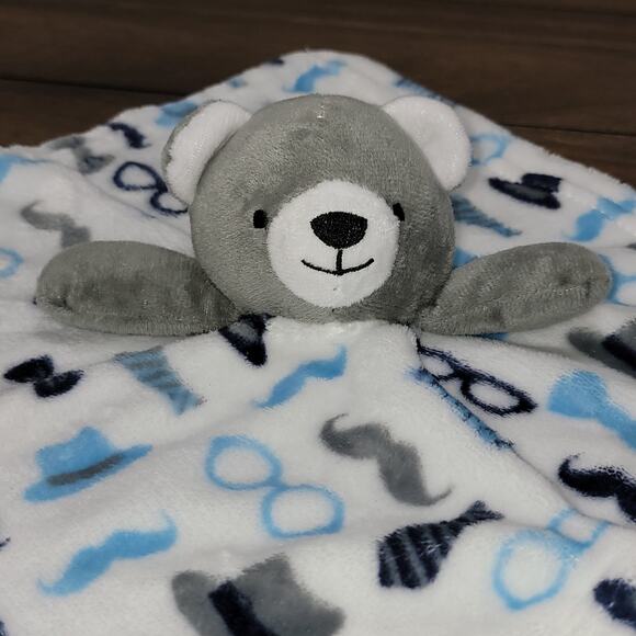 Le Bebe Favorite 11.5" X 11.5" Infant Security Blanket Grey Bear Father Theme - Picture 2 of 6